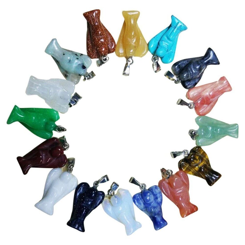 9132 New Angel Beads Pendant Necklace Jewelry Crystal Quartz Stone
